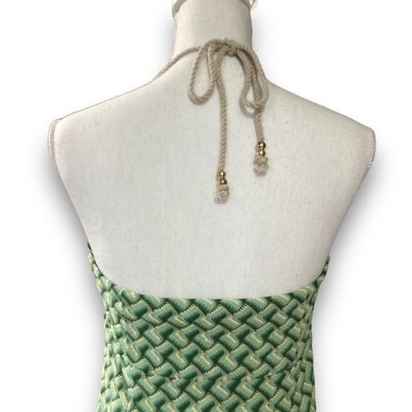 Ann Taylor Loft Green & Cream Zig Zag Design Summer Dress - Picture 8 of 10